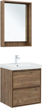 Тумба под раковину Aquanet Милан 00336377 60х45х64 подвесная цвет темное дерево