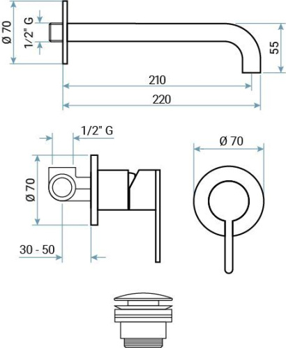 Смесители Emmevi Filoinox 85155/IN встраиваемый в стену никель - фото 2