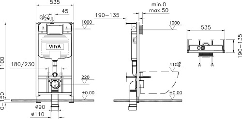 Комплект унитаз с инсталляцией Vitra S40 9005B003-7211 - фото 2