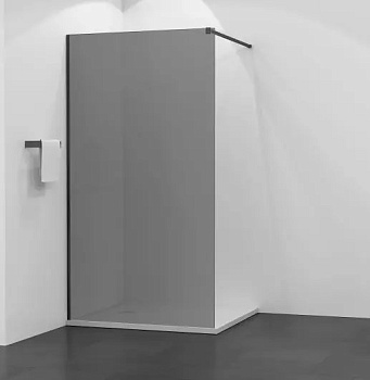 Душевая перегородка Parly T100G 100х190 стекло тонированное профиль черный