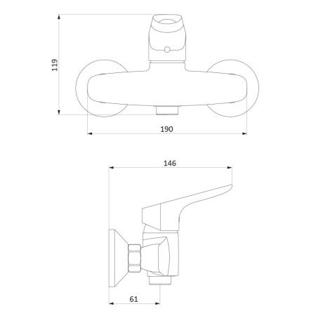 Смеситель для ванны и душа Damixa Jupiter 772000001 настенный хром