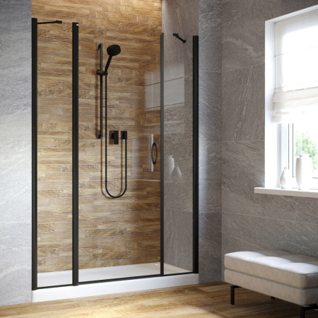 Душевая дверь Vegas-Glass EP-2F LUX EP-2F LUX 195 02М 1 L 195х200 стекло прозрачное профиль черный матовый