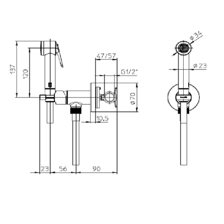 Гигиенический душ Bossini E34003B.073 черный матовый