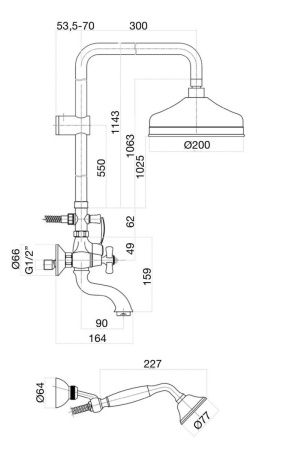 Душевая стойка Fiore 01CO0615 настенная цвет хром/золото