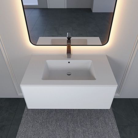 Раковина из искусственного камня Uperwood Parma Quartz 291003009 90х50 полувстраиваемая цвет белый