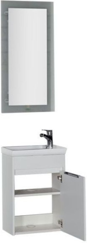 Комплект мебели: тумба с раковиной + зеркало Aquanet Дувр 00183198 45х27,6х155 подвесной - фото 2