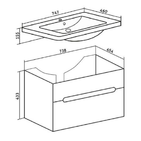 Тумба под раковину Runo Парма 00000001140 70х40 подвесная цвет белый