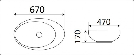 Раковина из санфаянса CeramaLux 7807-1 67х47 накладная цвет белый