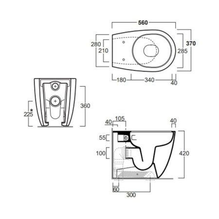 Чаша унитаза приставная Simas Vignoni VI01VERTbi цвет белый без сиденья безободковая смыв торнадо