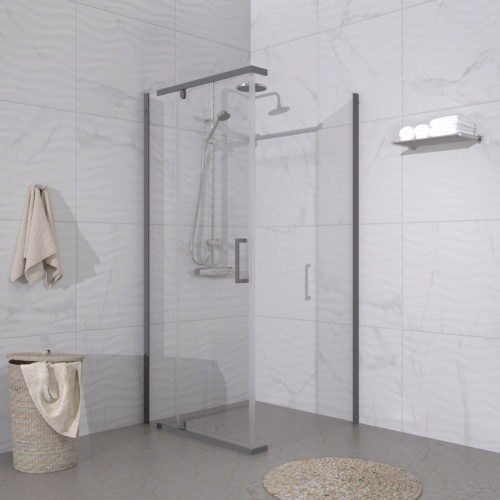 Душевой уголок Тритон Терра-Графит Щ0000073937 90х90 стекло прозрачное профиль хром без поддона - фото 5