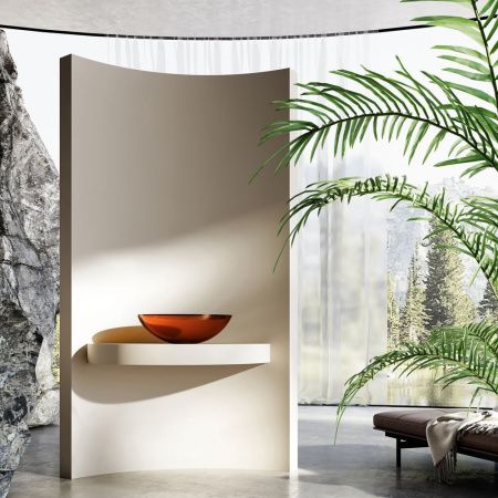 Раковина из полиэфирной смолы Abber KRISTALL AT2802Opal 50х40 накладная цвет коричневый без отверстий под смеситель