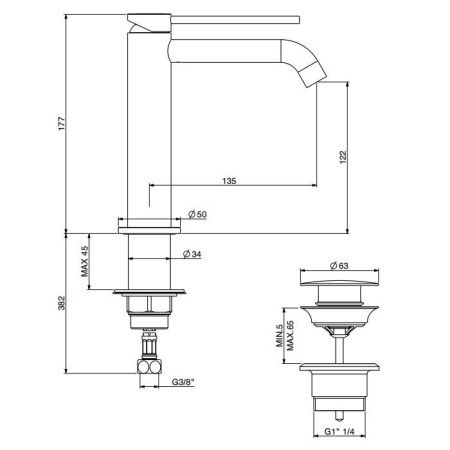 Смеситель Gattoni CIRCLE TWO 9144/91SG на раковину золото
