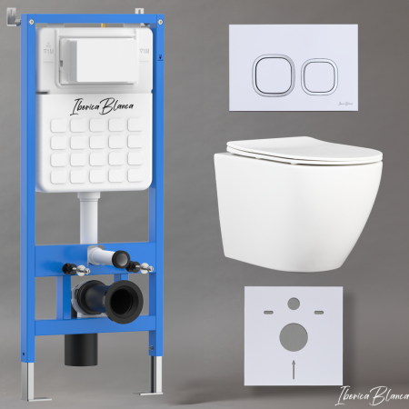 Комплект унитаз с инталляцией и клавишей смыва Iberica Blanca BILBAO ALTO IB001.BLA.234.831