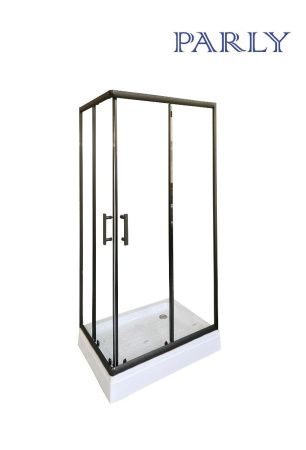 Душевой уголок Parly QZ81B 100х80 стекло прозрачное профиль черный с поддоном