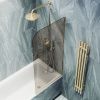 Душевая шторка на ванну Maybah Glass MGV-139-3у 55х140 стекло тонированное профиль золото ориентация универсальная