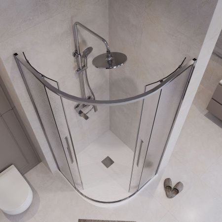 Душевой уголок Niagara Nova NG-3626-34 90х90 стекло шиншилла профиль хром без поддона