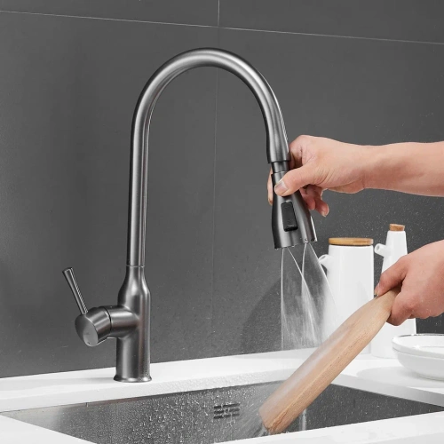 Смеситель для кухни Shevanik S163T на мойку оружейная сталь - фото 4