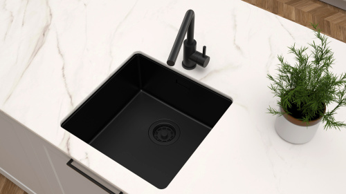 Мойка LASSAN 44 UNI, нерж. сталь, LA44-MBN, матовый черный NANO-PVD, 440х440мм, Paulmark - фото 3