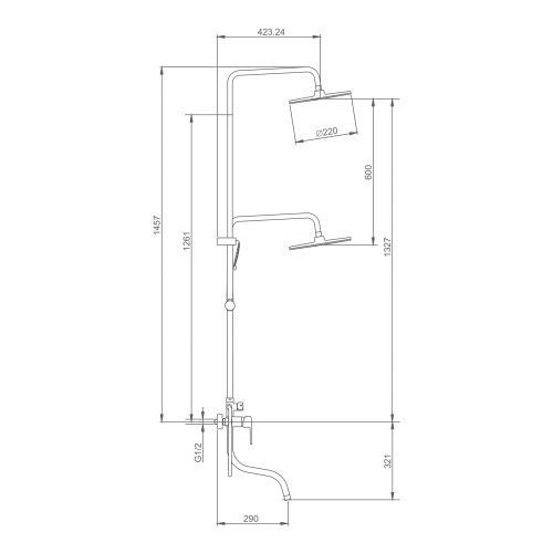 Душевая стойка Splenka S51.24 настенная цвет хром - фото 3