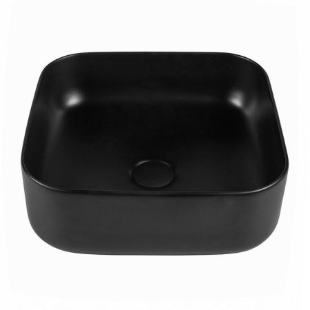 Раковина из сантехнического фарфора Bond Cube S57-388 40х40 накладная цвет черный без отверстий под смеситель