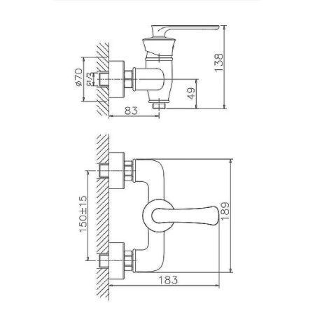 Смеситель для ванны и душа Haiba HB181-5 HB20181-5 настенный золото