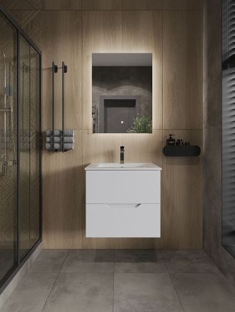 Тумба с раковиной Orange Line Li-60Tuw+Ra 60х50 подвесная цвет белый