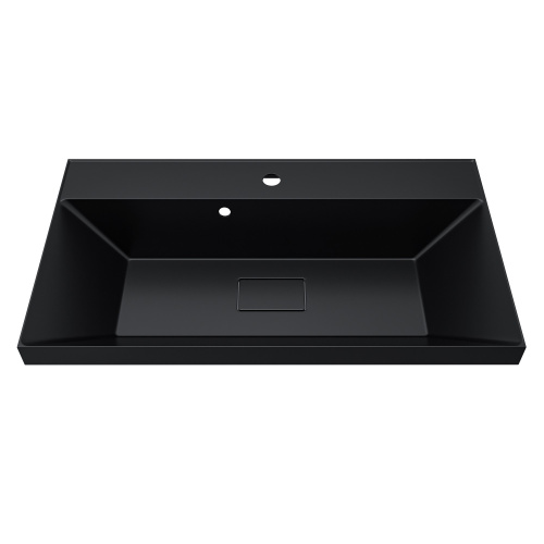 Раковина из литьевого мрамора Uperwood Classic New RClassicNew80bg 80х45 полувстраиваемая цвет черный глянцевый - фото 5