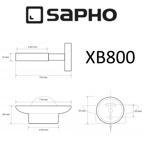 Мыльница Sapho X-ROUND BLACK XB800 - фото 2