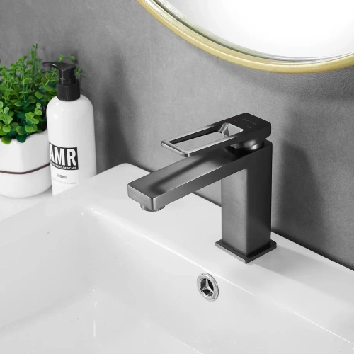 Смеситель Shevanik S6801T на раковину оружейная сталь - фото 4