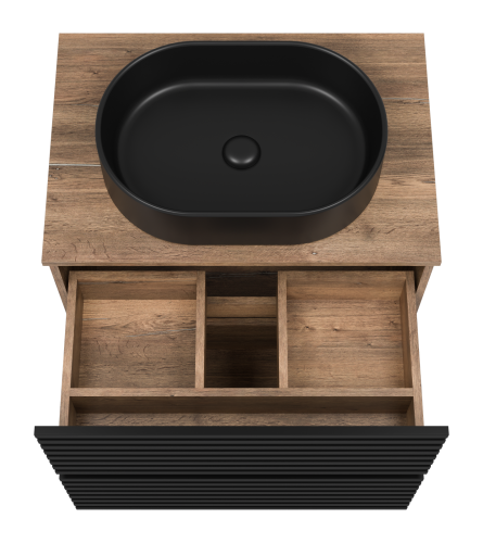Тумба под раковину Brevita Dakota DAK-07070-19/02-2Я 70х48х62 напольная цвет черный/коричневый - фото 5