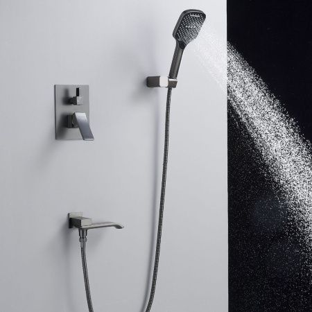 Душевая система Shevanik S4035T встраиваемая в стену цвет оружейная сталь