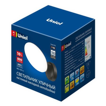 Уличный настенный светодиодный светильник Uniel ULU-S ULU-S65A-10W/4000K IP65 Black