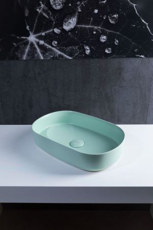 Раковина керамическая Allen Brau Fantasy 4.11022.MT 60х40 накладная цвет зеленый без отверстий под смеситель