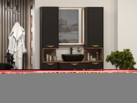 Шкаф-пенал Brevita Bergen BER-05035-02-19-ПоЛ 40х170 подвесной цвет коричневый/черный