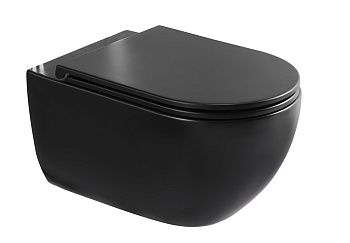 Унитаз подвесной CHARUS TORRE BIANCA EWC700-125B черный с сиденьем микролифт безободковый каскадный смыв