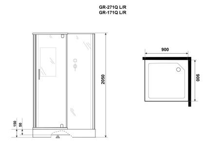 Душевая кабина Grossman Classic GR271QL 90х90 квадратная без крыши ориентация универсальная