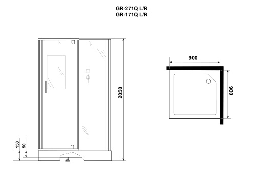 Душевая кабина Grossman Classic GR171QR 90х90 квадратная без крыши - фото 4