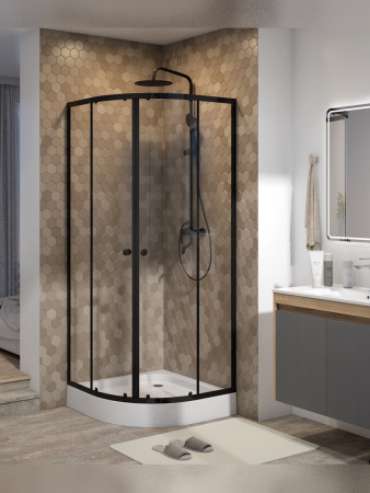 Душевой уголок Teymi Lina T00502 80х80 стекло прозрачное профиль черный с поддоном