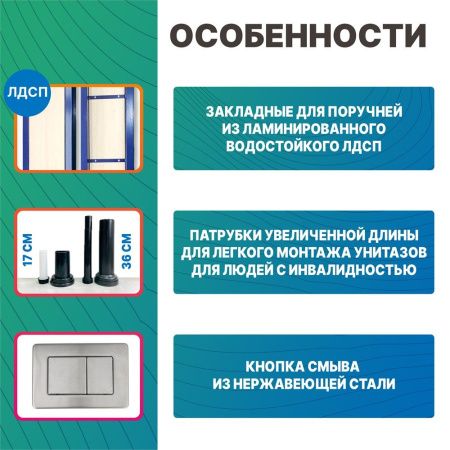 Инсталляция с закладными для подвесного унитаза для инвалидов с кнопкой смыва из нержавеющей стали Dstrana SANTEYA STEEL 9198