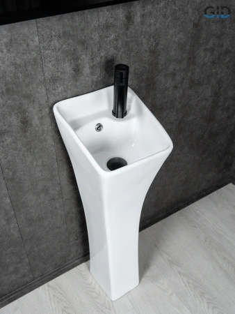 Раковина керамическая Gid Autonomo 81101 30х33 напольная цвет белый 1 отверстие под смеситель