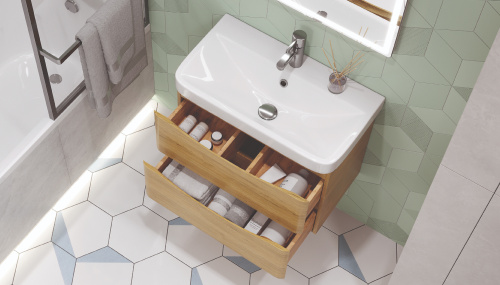 Тумба под раковину Velvex CLAY tpCLA.70.2Y-230 68х34х49 подвесная цвет дуб верона - фото 4