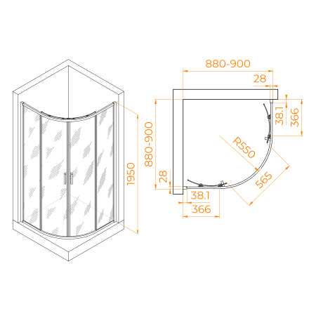 Душевой уголок RGW Passage 03085299-14 90х90 стекло прозрачное профиль черный без поддона