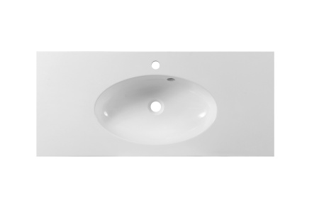 Раковина из литьевого мрамора Эстет Вегас ФР-00000994 100х45 накладная цвет белый 1 отверстие под смеситель