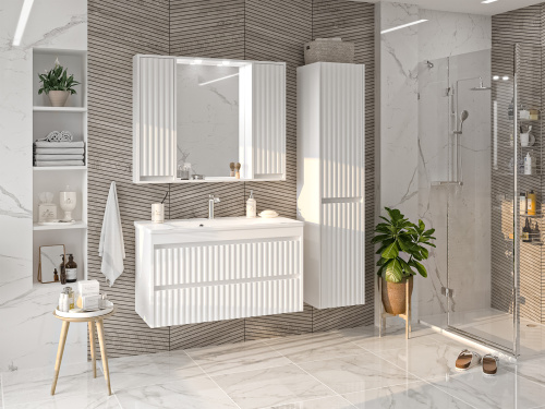 Зеркало-шкаф Brevita Balaton BAL-04100-01-011 98х14х80 подвесной цвет белый - фото 5 Зеркало-шкаф Brevita Balaton BAL-04100-01-011 98х14х80 подвесной цвет белый - фото 5