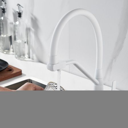 Смеситель для кухни Shevanik S968C на мойку белый