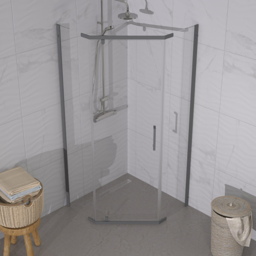 Душевой уголок Тритон Дека-Графит Щ0000073929 90х90 стекло прозрачное профиль хром без поддона - фото 5