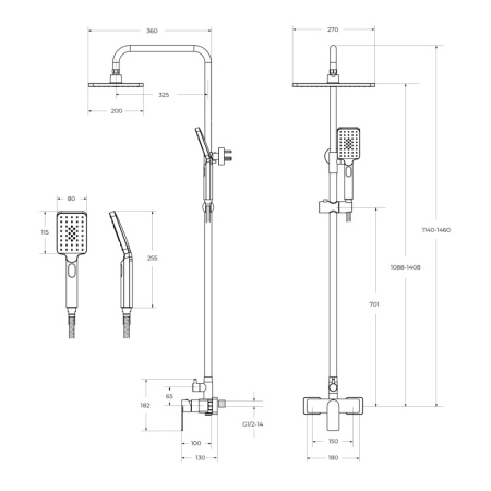 Душевая стойка Cezares SLIDER SLIDER-CD-NOP настенная цвет черный матовый