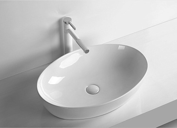 Раковина из сантехнического фарфора Cerutti SPA CR8023 61х41 накладная цвет белый без отверстий под смеситель