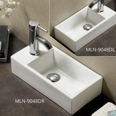 Раковина из сантехнического фарфора Melana 9048DR-805 40х20 накладная цвет белый 1 отверстие под смеситель