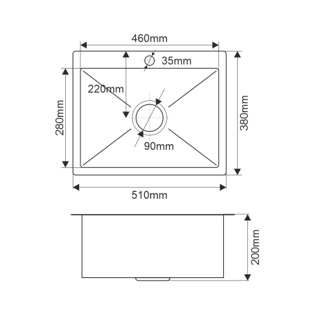 Кухонная мойка Melana ProfLine H5138F сатин 51х38 цвет сатин поверхность матовая